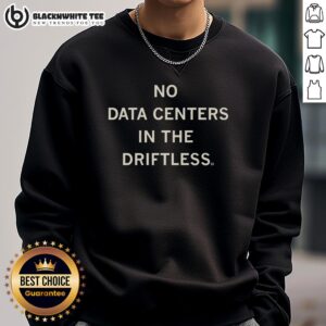 Premium No Data Centers in the Driftless Sweatshirt featuring a cozy design and eco-friendly materials in a serene setting.