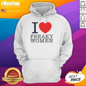Original I Love Freaky Women hoodie in a lovely heart shape design, perfect for stylish and unique fashion lovers.