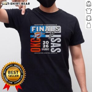 Awesome 2025-26 NBA Western Conference Finals T-Shirt featuring Oklahoma City Thunder vs San Antonio Spurs design.