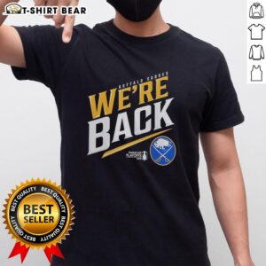 Top Buffalo Sabres Stanley Cup 2026 We're Back T-Shirt featuring team colors and logo, perfect for fans celebrating victory.