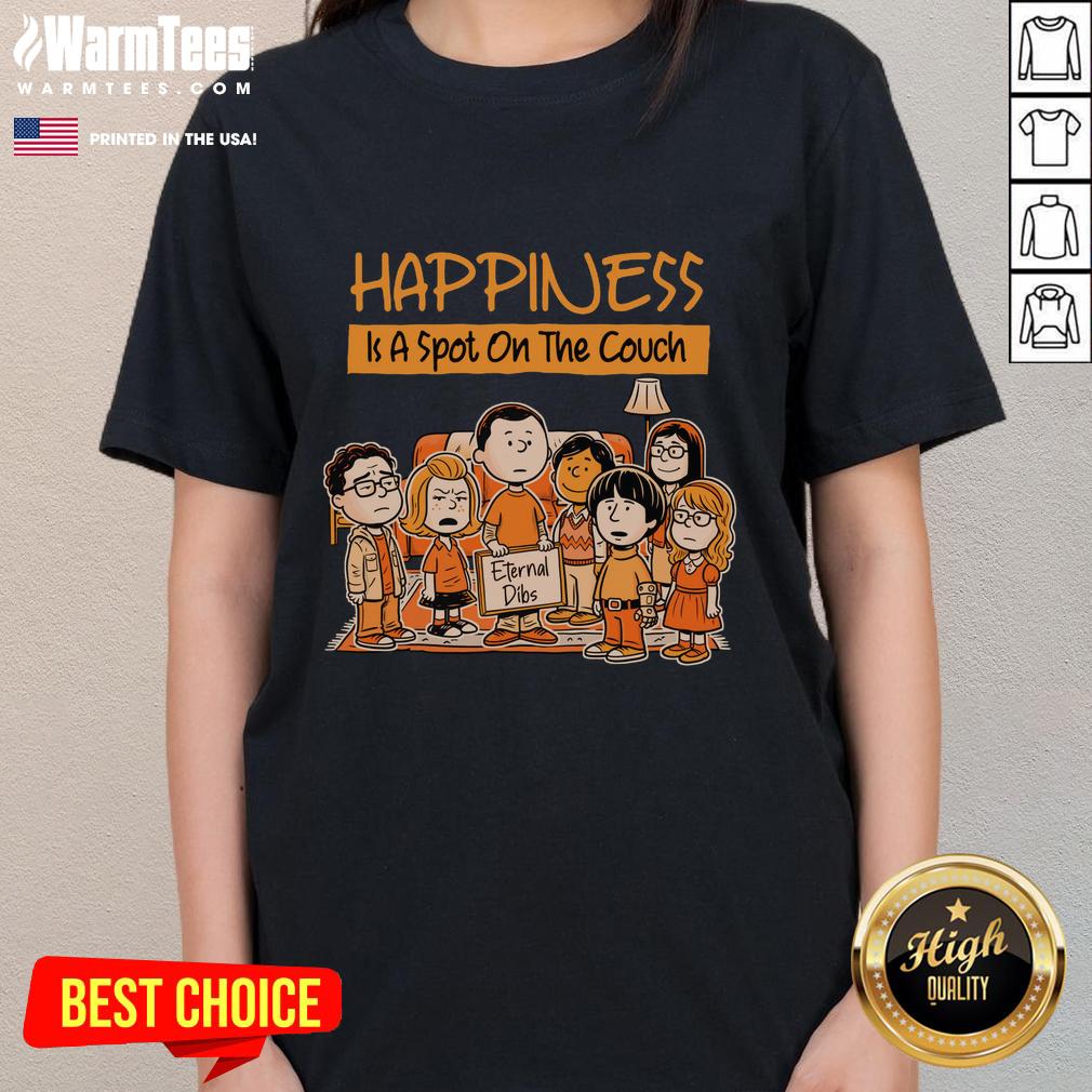 hot-funny-peanuts-happiness-is-a-spot-on-the-couch-eternal-dibs-ladies-tee Hot Funny Peanuts tee featuring 'Happiness Is A Spot On The Couch' design, perfect for ladies who love humor and comfort.