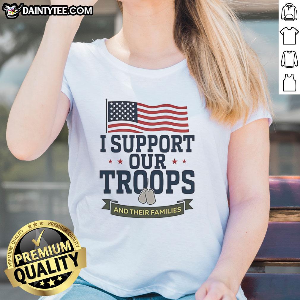 hot-i-support-our-troops-and-their-families-american-flag-ladies-tee Hot I Support Our Troops and Their Families American Flag Ladies Tee showcasing patriotism and support for military families.