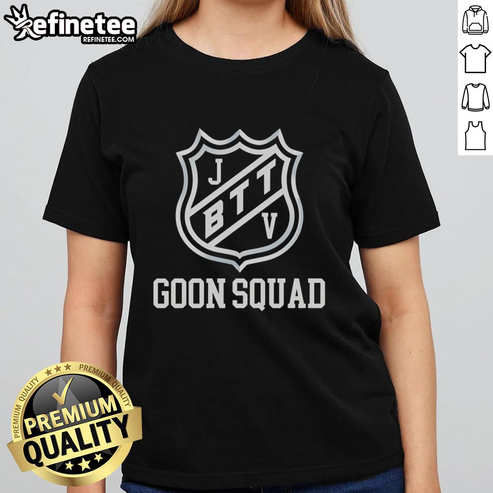 hot-jbttv-goon-squad-shield-ladies-tee Hot Jbttv Goon Squad Shield Ladies Tee featuring vibrant graphics and comfortable fit for stylish casual wear.