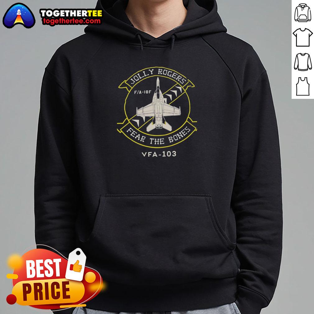 Hot Jolly Rogers Fear The Bones Vfa 103 Hoodie Hot Jolly Rogers Fear The Bones VFA-103 hoodie featuring a bold skull design and military-inspired style.