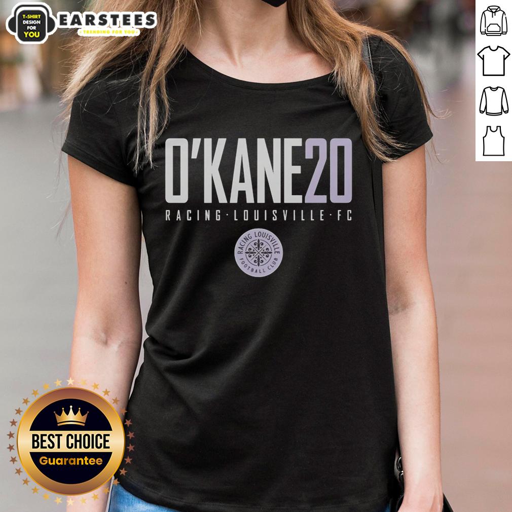hot-okane20-racing-louisville-fc-ladies-tee Alt Text: Hot Okan 20 Racing Louisville FC Ladies Tee in vibrant colors, perfect for fans showing support for their team.