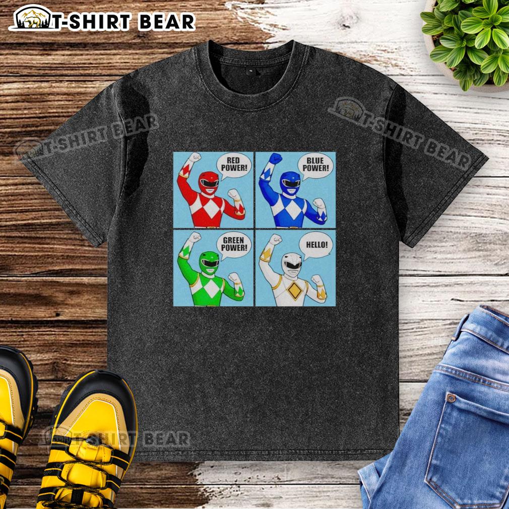 Hot Power Red Power Blue Power Green Power Hello Washed T Shirt
