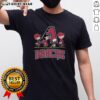 Hot Snoopy, Charlie Brown, Linus, and Lucy in Arizona Diamondbacks baseball jersey t-shirts, showcasing fun cartoon style.
