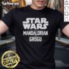 Alt Text: Hot Star Wars The Mandalorian and Grogu Letter T-Shirt featuring iconic characters in vibrant colors.