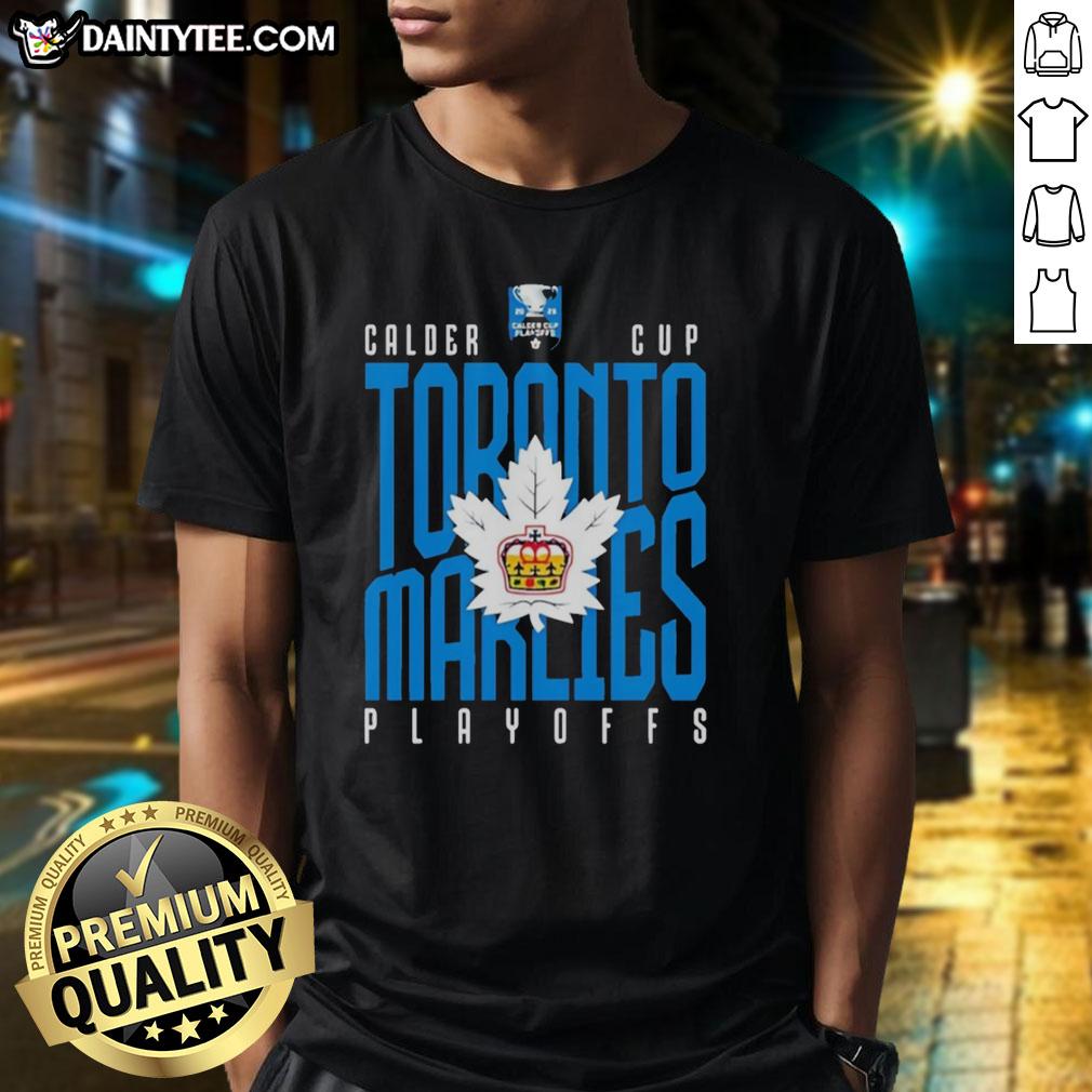 hot-toronto-marlies-calder-cup-playoffs-american-hockey-league-t-shirt Alt Text: Hot Toronto Marlies Calder Cup Playoffs T-Shirt featuring team logo and vibrant colors for AHL fans.