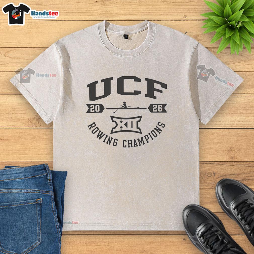 hot-ucf-knights-white-summit-sportswear-big-12-2026-rowing-champions-washed-t-shirt UCF Knights 2026 Rowing Champions washed t-shirt in white, featuring Big 12 logo and sportswear design.
