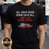 Hot Veterans Against Trump t-shirt design: 'All Gave Some, Some Gave All, One Had Bone Spurs' featuring patriotic elements.