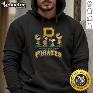 Alt Text: Snoopy, Charlie Brown, Linus, and Lucy in Pittsburgh Pirates baseball jerseys and hoodies, celebrating team spirit.