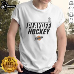 Official Fort Wayne Komets Playoff Hockey T-Shirt featuring team logo and vibrant colors, perfect for game day support.