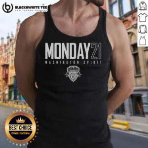 Alt Text: Good Monday 21 Washington Spirit tank top featuring vibrant team colors and logo, perfect for fans and casual wear.