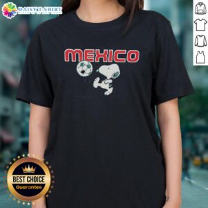Pretty Snoopy X Mexico football ladies tee featuring vibrant graphics and a stylish design for fans of all ages.