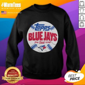 Alt Text: Original Powder Blue Toronto Blue Jays MLB X Topps sweatshirt featuring classic team logo and vintage style.