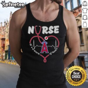 Good Los Angeles Angels Nurse Its A Work of Heart tank top featuring a stylish design for baseball fans and healthcare workers.