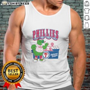 Alt Text: Top Preschool Mitchell & Ness Cream Philadelphia Phillies Step Back Up Tank Top for kids, featuring team logo.