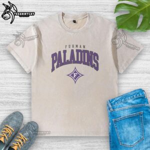 Awesome Furman Paladins classic logo washed t-shirt in purple, perfect for fans and casual wear.