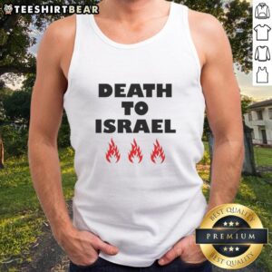 Good Death To Israel fire icon tank top featuring bold graphic design and vibrant colors for a striking statement.