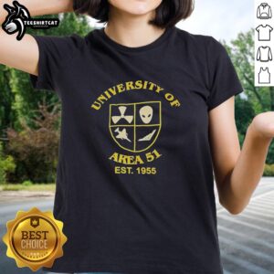 Premium University of Area 51 Est. 1955 ladies tee, stylish design featuring extraterrestrial-themed graphics.