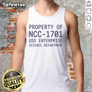Official Property of NCC-1701 USS Enterprise Science Department tank top featuring a stylish design for Star Trek fans.