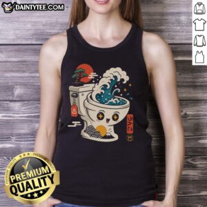 Funny toilet spoof tank top featuring 'Pretty The Great Flush Wave' design, perfect for humor and casual wear.