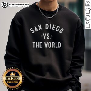 Awesome San Diego vs The World curved sweatshirt featuring a stylish design, perfect for casual wear and fans.