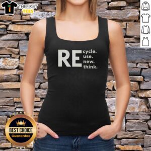 Eco-friendly tank top with 'Hot Recycle Use New Think' text design, promoting sustainable fashion and environmental awareness.