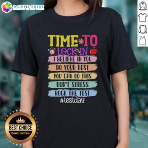 Top Time to Lock In Test Day Do Your Best Ladies Tee with motivational design for exams and study motivation.