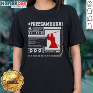 Premium Free Samourai Tee featuring Cyberpunk 2077 Samurai ladies, perfect for privacy defenders and gamers alike.