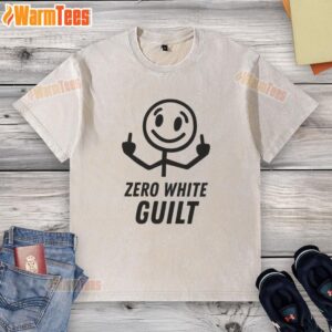 Nice Zero White Guilt Middle Finger Washed T-Shirt featuring a bold graphic design on a soft fabric.
