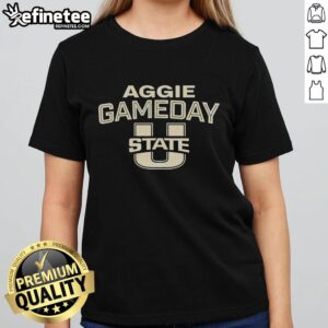Official Utah State Aggie Gameday Logo Retro Ladies Tee featuring vintage design and team colors for stylish fans.