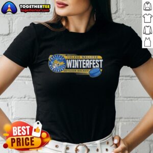 Alt Text: Vintage ladies tee featuring the Toledo Walleye Winterfest logo, perfect for outdoor hockey enthusiasts.