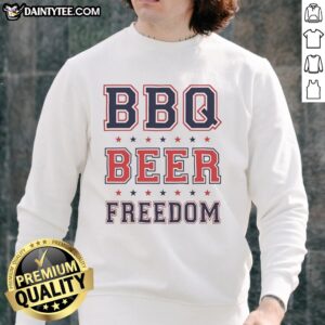 Original BBQ Beer Freedom Stars Sweatshirt featuring a patriotic design and cozy fit, perfect for outdoor gatherings.