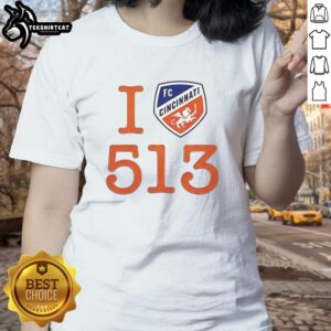 Good Ted Karras FC Cincinnati 513 Day ladies tee with Cincy logo, perfect for fans celebrating local soccer culture.