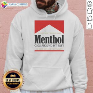 Child in a red hoodie expressing dislike for menthol cigarettes; a plea to avoid smoking around him.