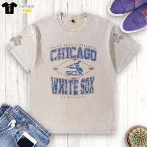 Alt Text: Premium Chicago White Sox Major League Baseball Cooperstown Diamond Washed T-Shirt in vintage style and soft fabric.