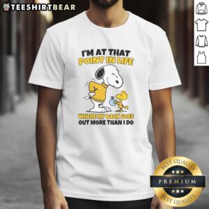 Funny 'I'm At That Point In Life Where My Back Goes Out More Than I Do' T-Shirt design for humor lovers.