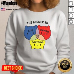 Cozy Official The Answer To Everything 42 Sweatshirt featuring a bold '42' graphic, perfect for fans of sci-fi humor.