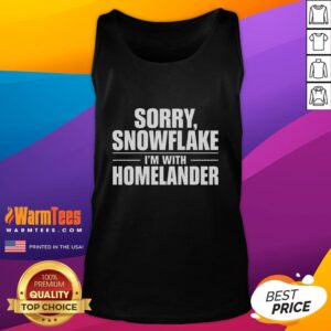 Good Sorry Snowflake I'm With Homelander tank top featuring a bold graphic design for fans of The Boys series.