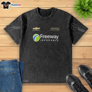 Official Daniel Suarez Spire Motorsports Freeway Insurance Chevrolet team washed t-shirt in vibrant colors.