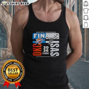 Oklahoma City Thunder vs San Antonio Spurs tank top for the 2025-26 Western Conference Finals - stylish NBA fan gear.