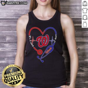 Awesome Washington Nationals stethoscope heartbeat tank top, perfect for fans and healthcare workers who love baseball.