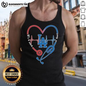 Top Los Angeles Dodgers stethoscope heartbeat tank top design, perfect for fans celebrating their love for baseball.