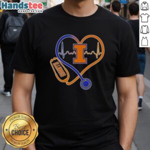 Nice Illinois Fighting Illini Heartbeat Love Nurse T-Shirt featuring a heart design and team colors for dedicated fans.