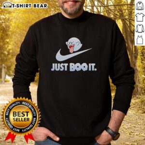 Awesome Boo The Super Mario Games sweatshirt featuring a playful Boo design, perfect for gaming fans and cozy wear.