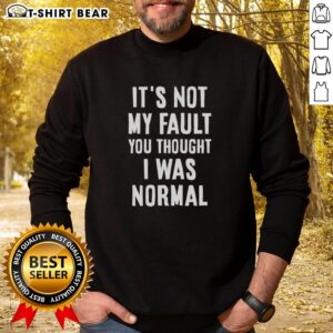 Funny sweatshirt with 'It's Not My Fault You Thought I Was Normal, That's On You' text design for casual wear.