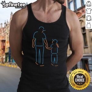 Father and daughter walking together in a vibrant neon style tank top, showcasing fun family bonding moments.