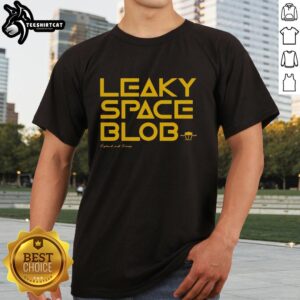 Good Leaky Space Blob Mary Ryland and Rocky T-Shirt featuring vibrant graphics of quirky space characters.